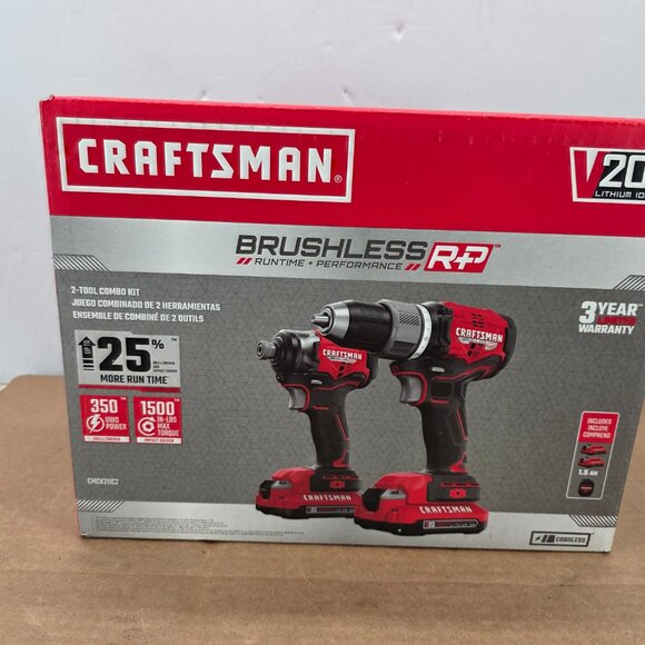 CRAFTSMAN V20 Brushless Cordless 2-Tool Kit w/2 Batteries & Charger (CMCK211C2) - Picture 8 of 14